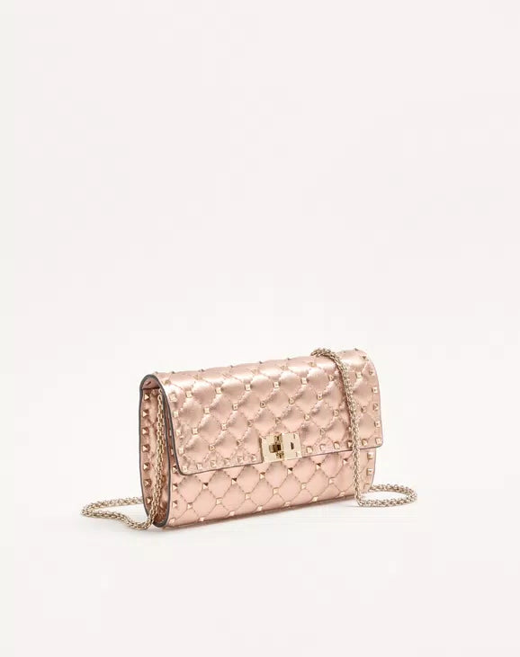 Valentino Garavani Rockstud Spike Shoulder Bag In Laminated Nappa Leather RUNWAY DELUXE