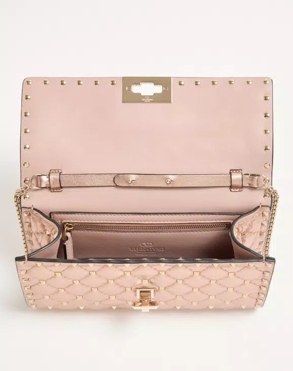 Valentino Garavani Rockstud Spike Shoulder Bag In Laminated Nappa Leather RUNWAY DELUXE