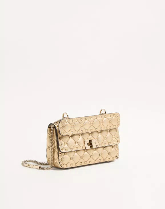 Valentino Garavani Rockstud Spike Small Shoulder Bag In Laminated Nappa RUNWAY DELUXE