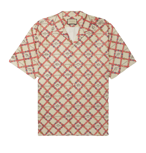 GUCCI Oversized Camp-Collar Printed Paper-Effect Crinkled-Shell Shirt