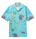 GUCCI Oversized Camp-Collar Printed Paper-Effect Crinkled-Shell Shirt