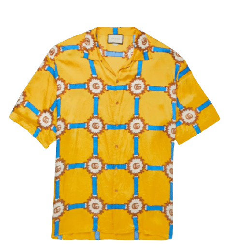 GUCCI Oversized Camp-Collar Printed Crinkled-Voile Shirt