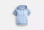 Short Sleeve Shrunken Hoodie In Organic Cotton RUNWAY DELUXE
