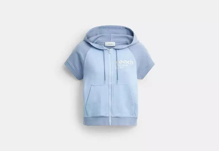 Short Sleeve Shrunken Hoodie In Organic Cotton RUNWAY DELUXE