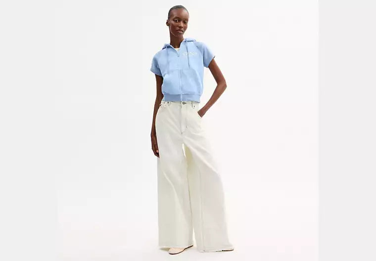 Short Sleeve Shrunken Hoodie In Organic Cotton RUNWAY DELUXE