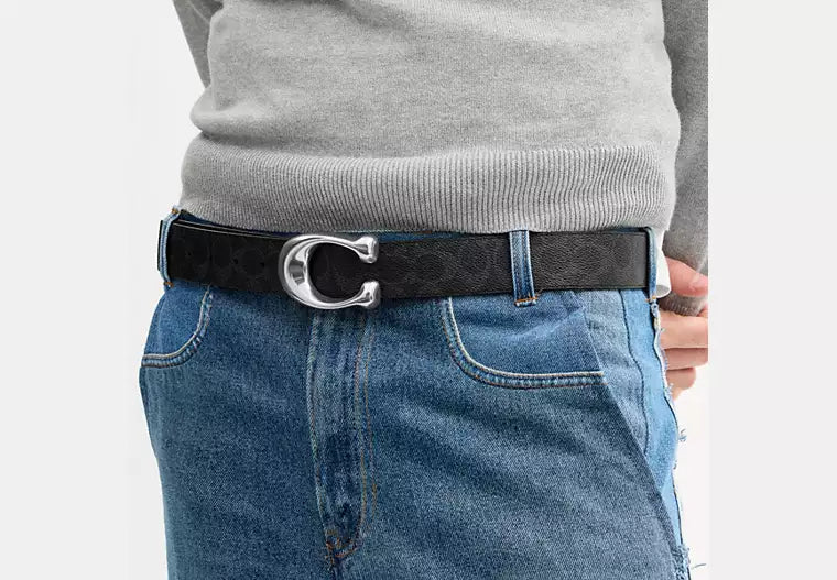 Sculpted C Buckle Reversible Belt, 38MM RUNWAY DELUXE