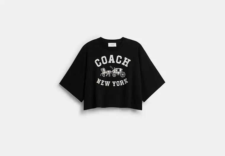 Short Sleeve Wide Cropped Crewneck T-Shirt In Organic Cotton RUNWAY DELUXE