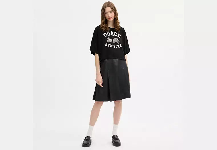 Short Sleeve Wide Cropped Crewneck T-Shirt In Organic Cotton RUNWAY DELUXE