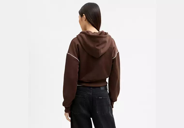 Heritage Long Sleeve Cropped Sport Full Zip Hoodie RUNWAY DELUXE