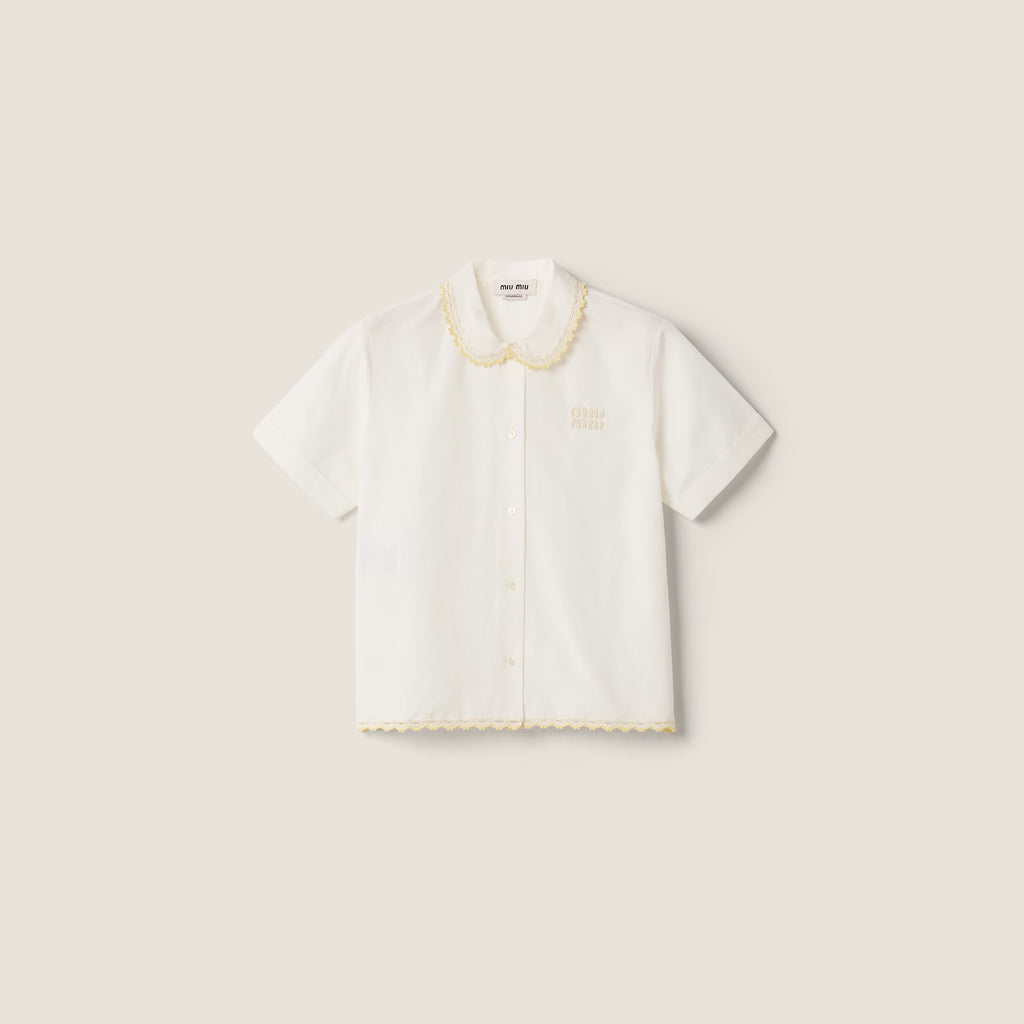 Embroidered slub poplin shirt RUNWAY DELUXE