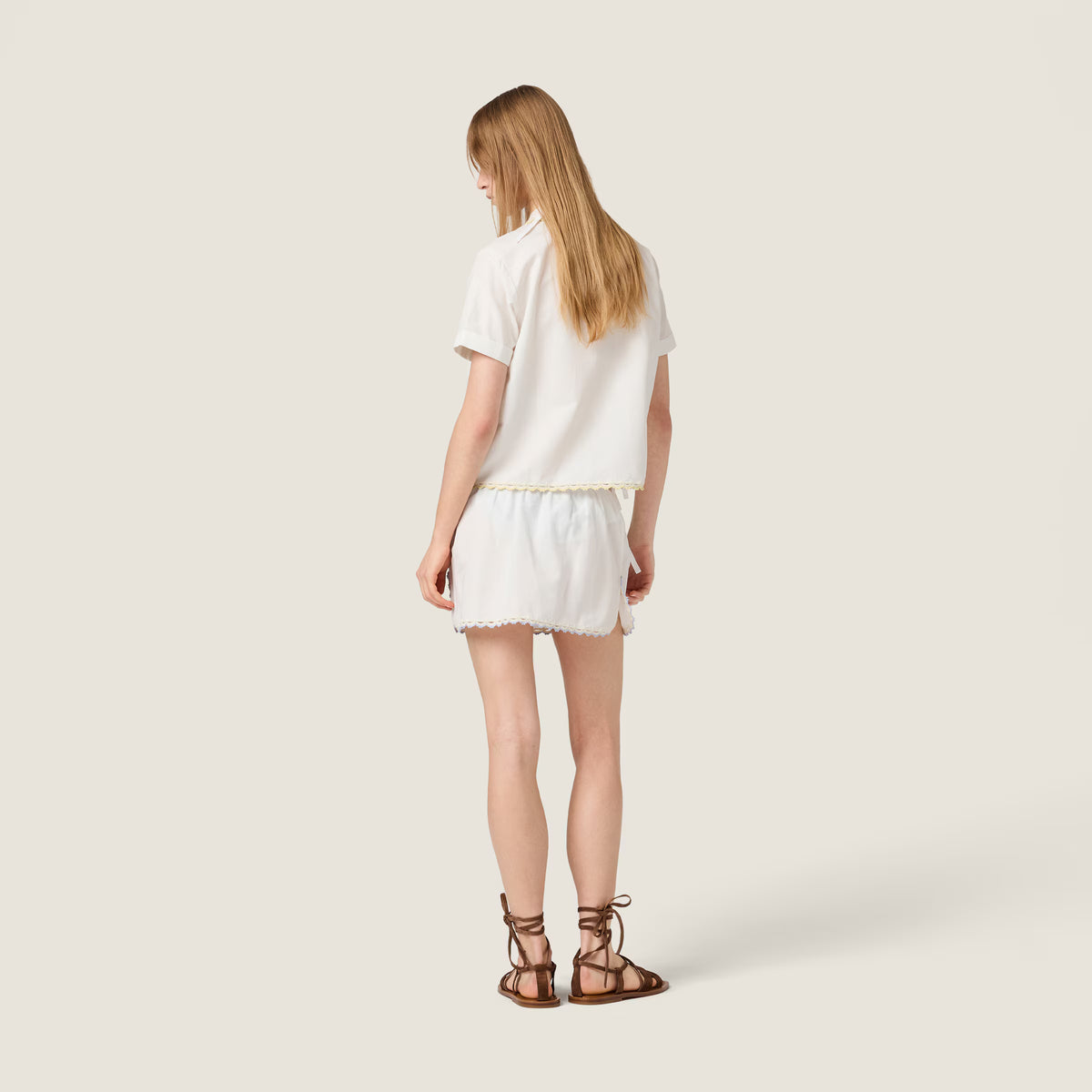 Embroidered slub poplin shirt RUNWAY DELUXE