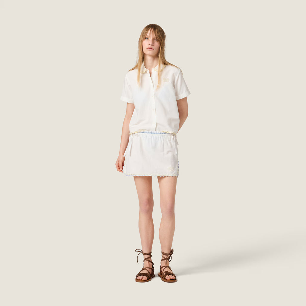 Embroidered slub poplin shirt RUNWAY DELUXE