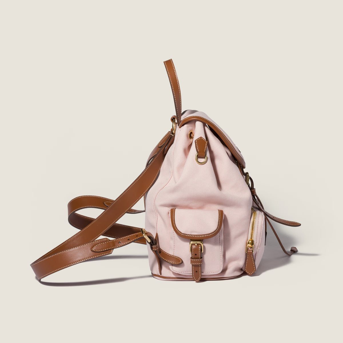 Canvas and leather backpack