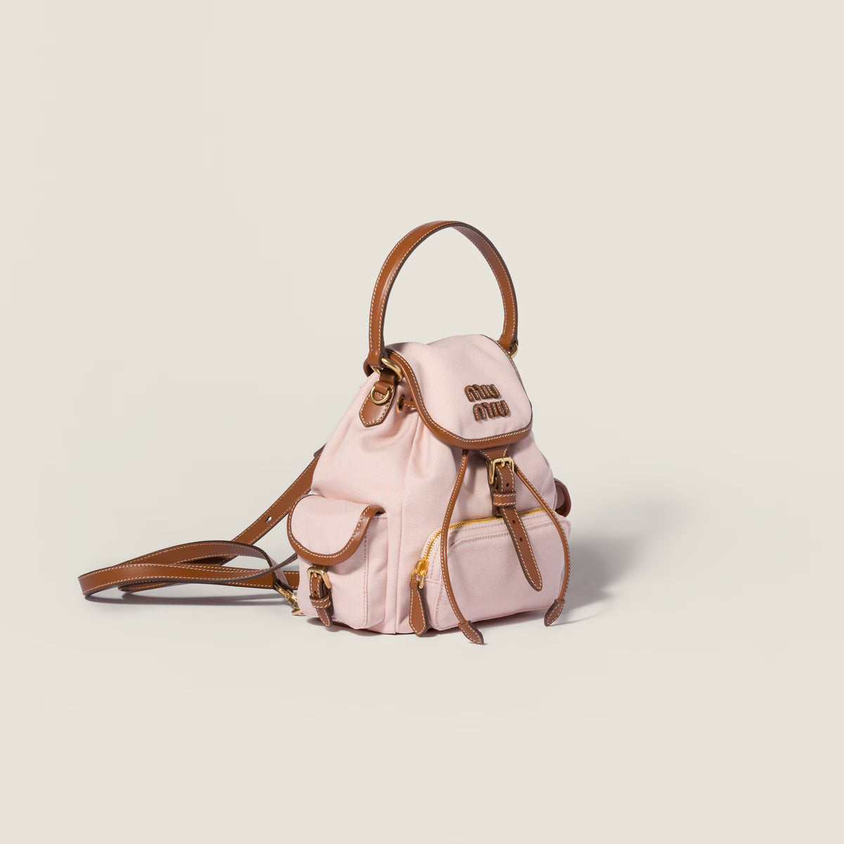 Canvas and leather backpack