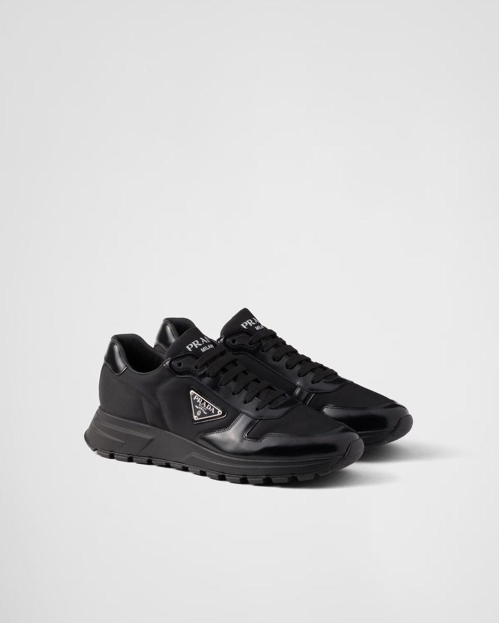Prax 01 Re-Nylon and brushed leather sneakers