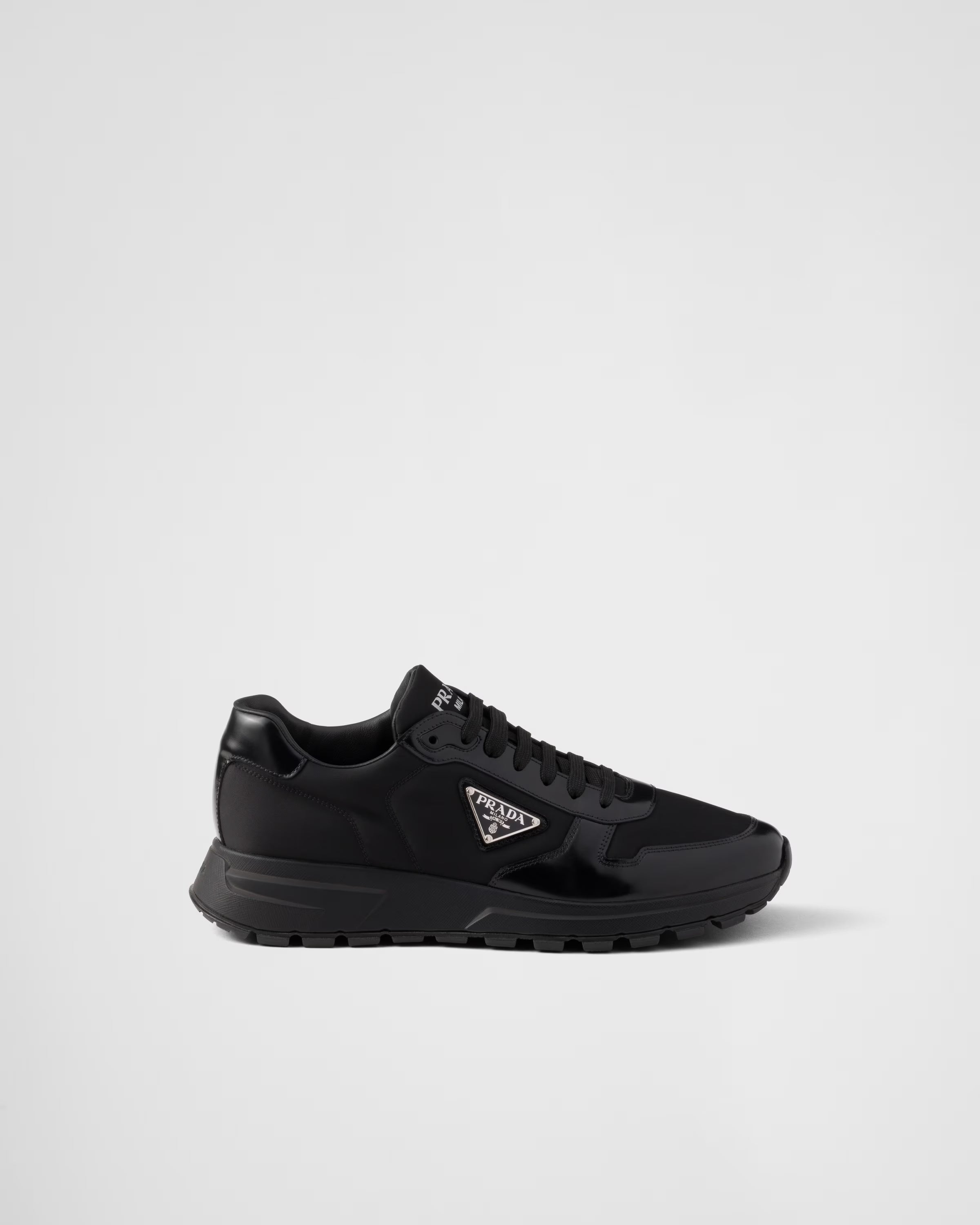 Prax 01 Re-Nylon and brushed leather sneakers