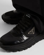 Prax 01 Re-Nylon and brushed leather sneakers