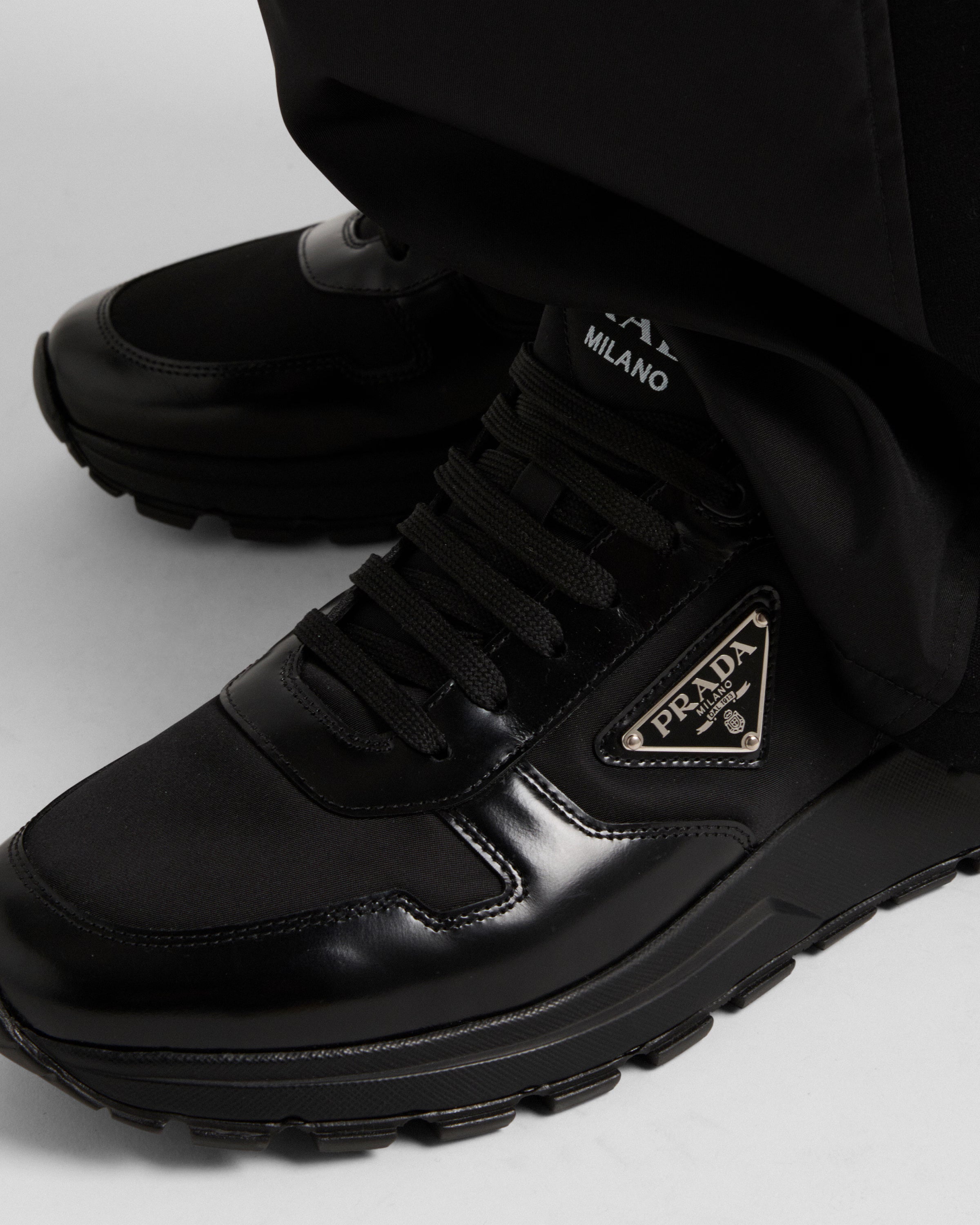 Prax 01 Re-Nylon and brushed leather sneakers