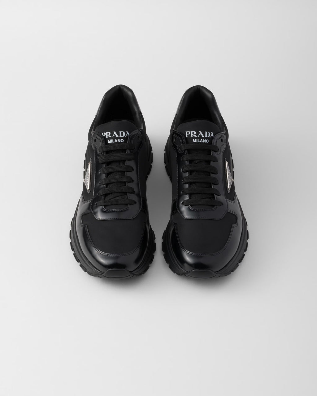 Prax 01 Re-Nylon and brushed leather sneakers