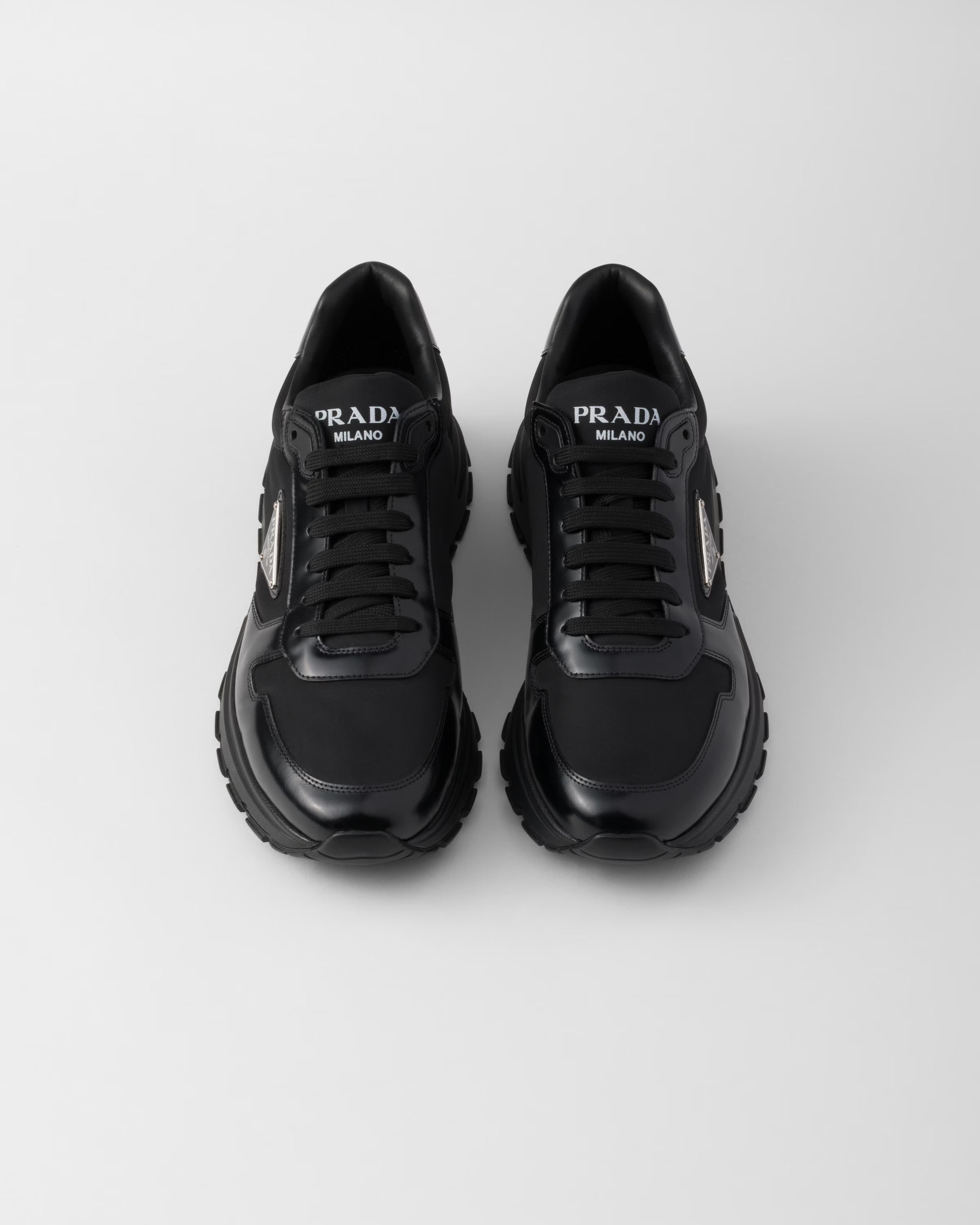 Prax 01 Re-Nylon and brushed leather sneakers