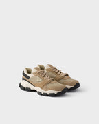 Mesh fabric and suede sneakers