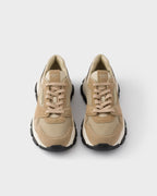 Mesh fabric and suede sneakers