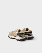 Mesh fabric and suede sneakers