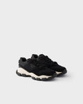 Mesh fabric and suede sneakers