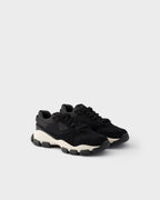 Mesh fabric and suede sneakers