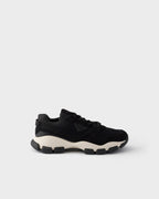 Mesh fabric and suede sneakers