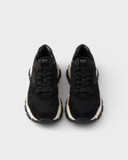 Mesh fabric and suede sneakers