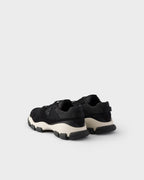 Mesh fabric and suede sneakers