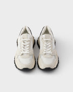 Mesh fabric and suede sneakers