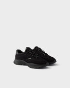 Mesh fabric and suede sneakers
