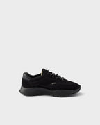 Mesh fabric and suede sneakers