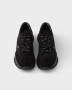 Mesh fabric and suede sneakers