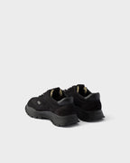Mesh fabric and suede sneakers