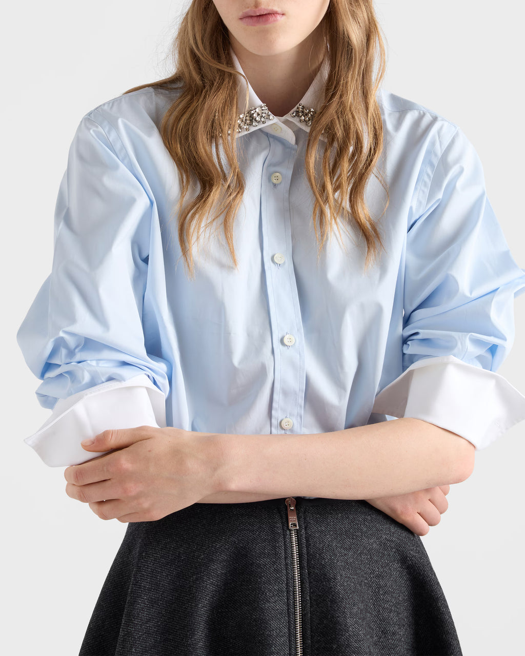 Embroidered poplin shirt RUNWAY DELUXE