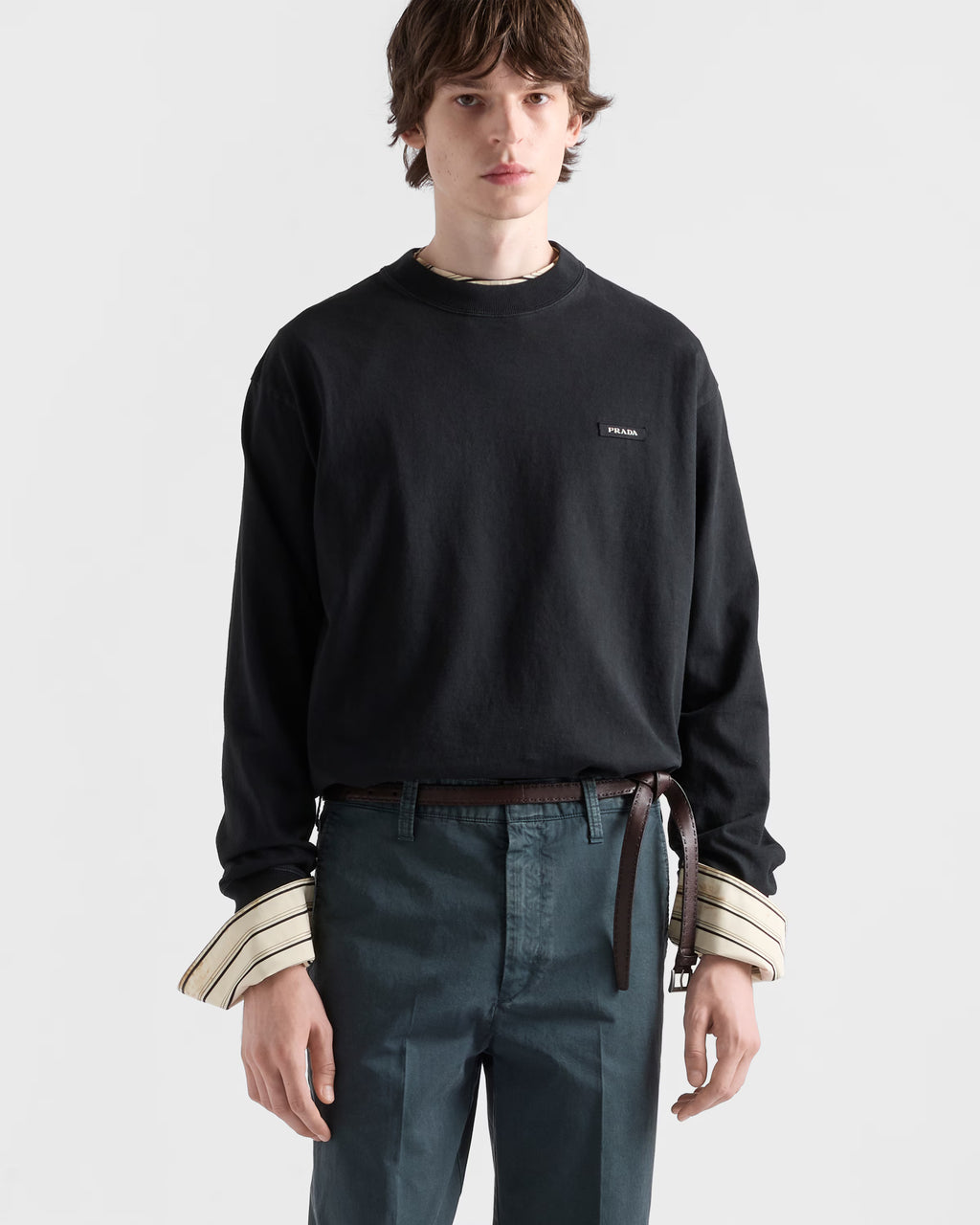 Long-sleeved cotton T-shirt ColorBlack RUNWAY DELUXE