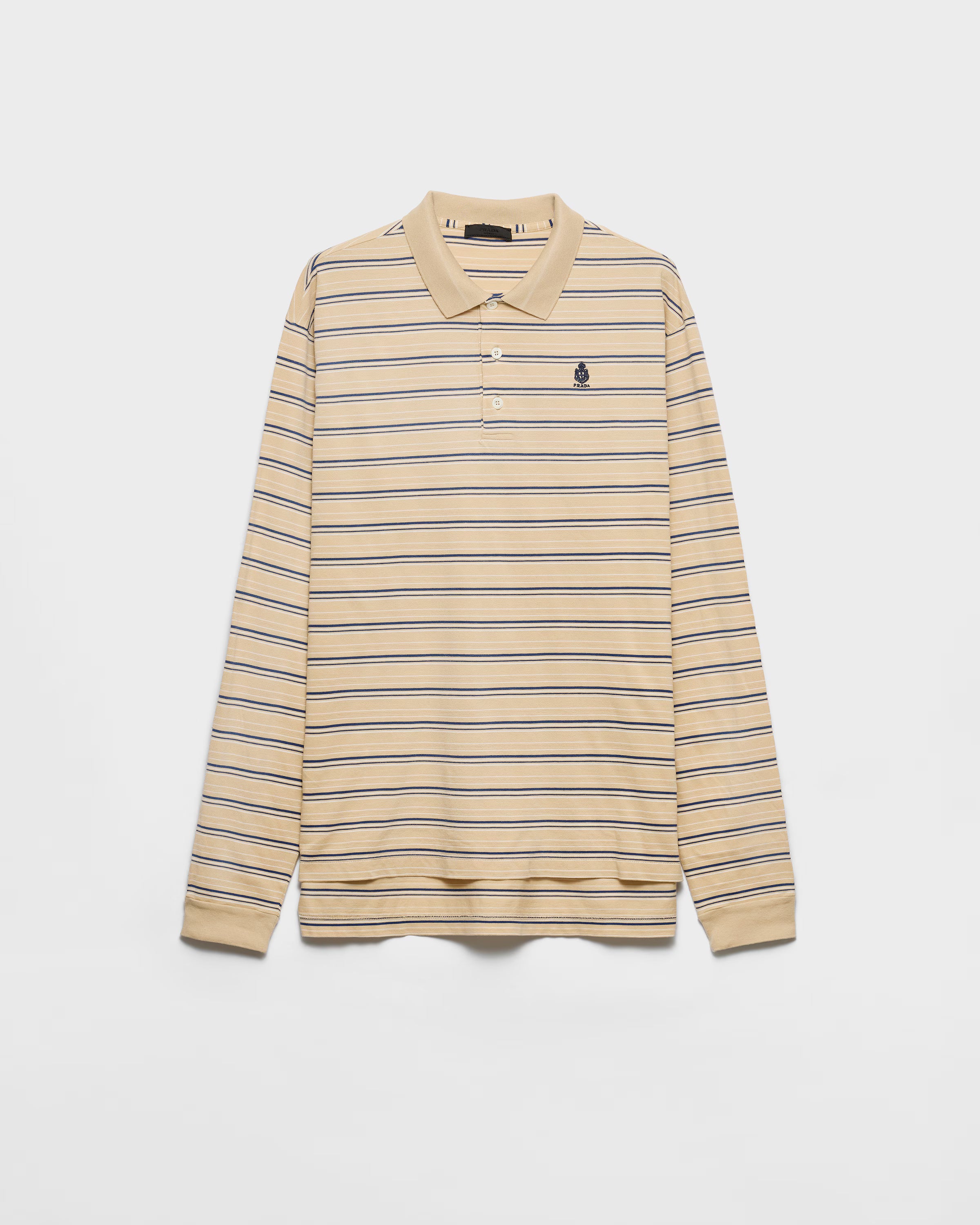 Striped cotton piqué polo shirt