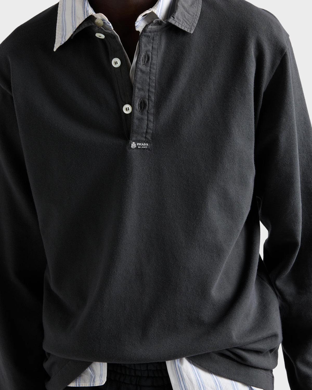Long-sleeved cotton polo shirt ColorCarbone RUNWAY DELUXE