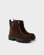 Suede booties with zip