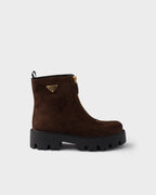 Suede booties with zip