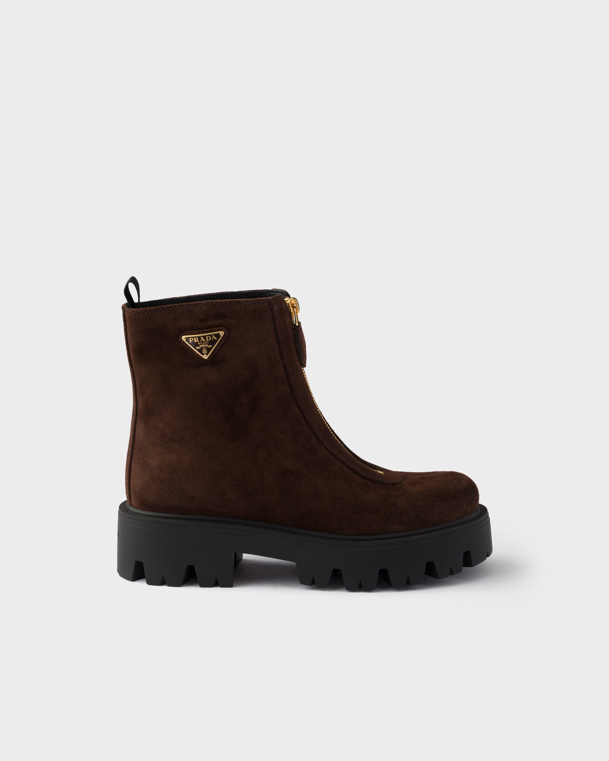Suede booties with zip