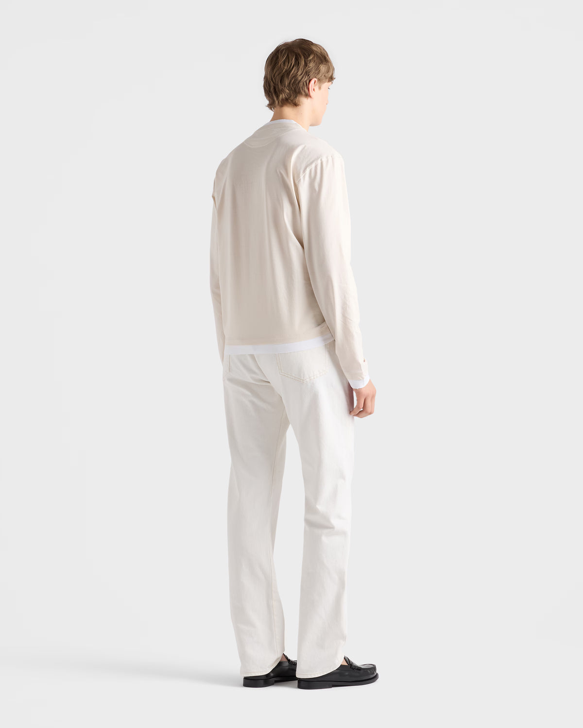 Long-sleeved cotton T-shirt ColorTalc/White RUNWAY DELUXE