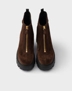 Suede booties with zip