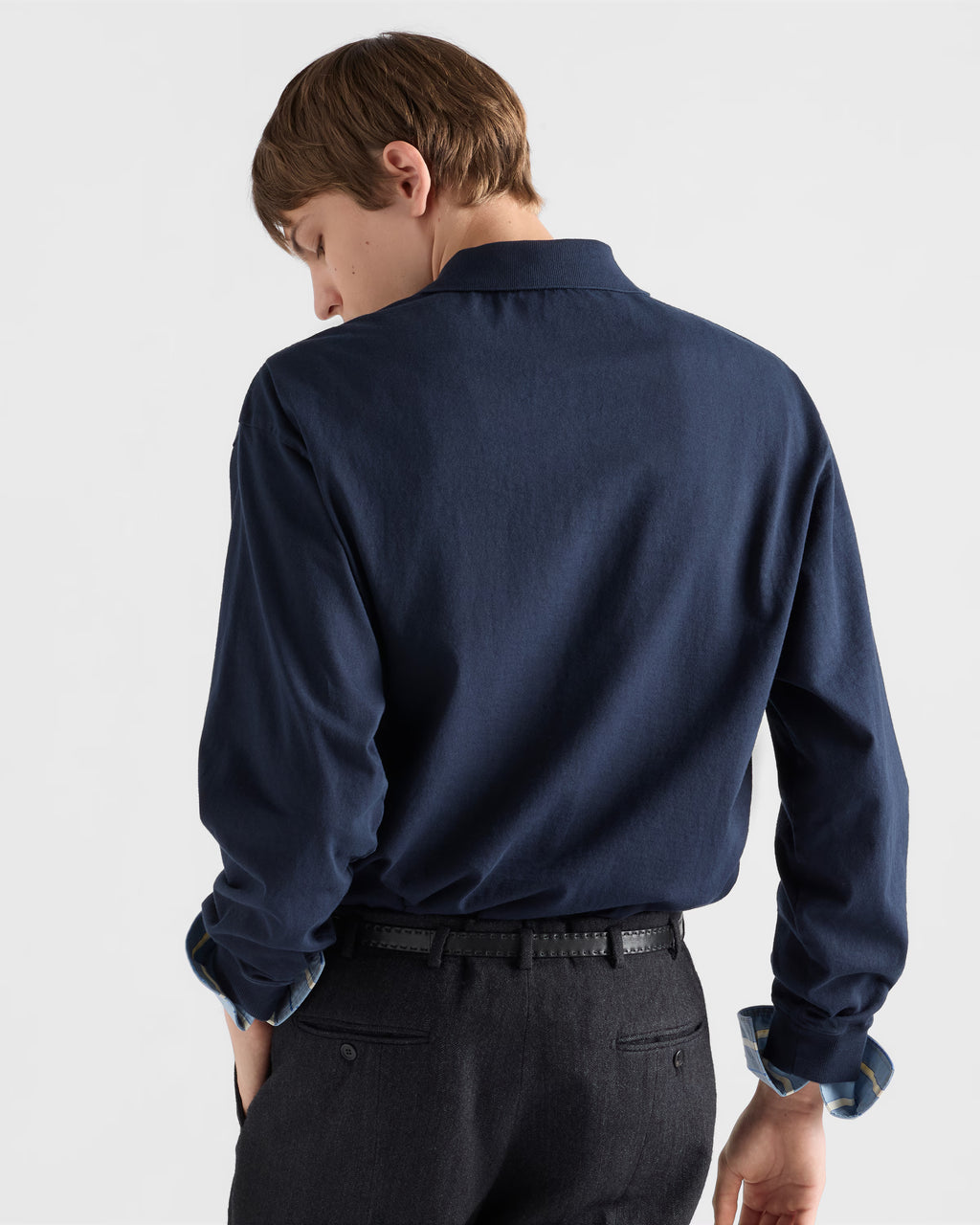 Long-sleeved cotton polo shirt RUNWAY DELUXE
