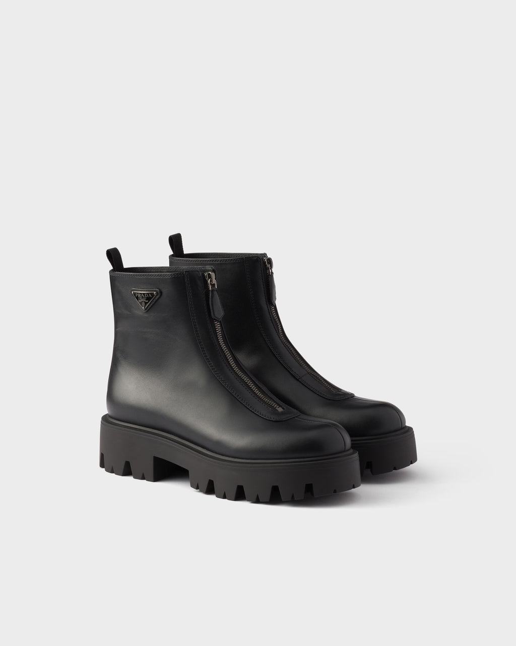 Leather zipper booties