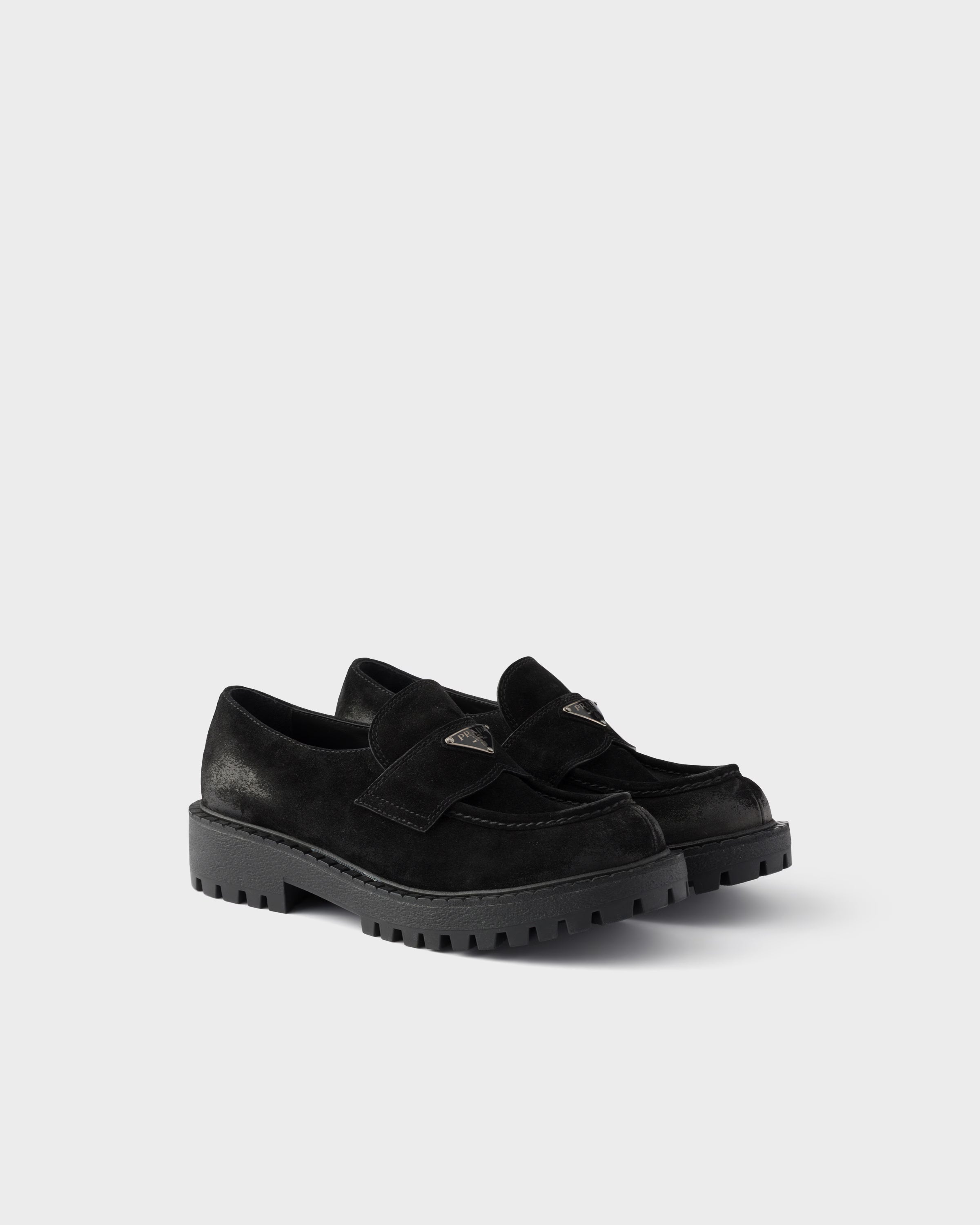 Aged suede loafers