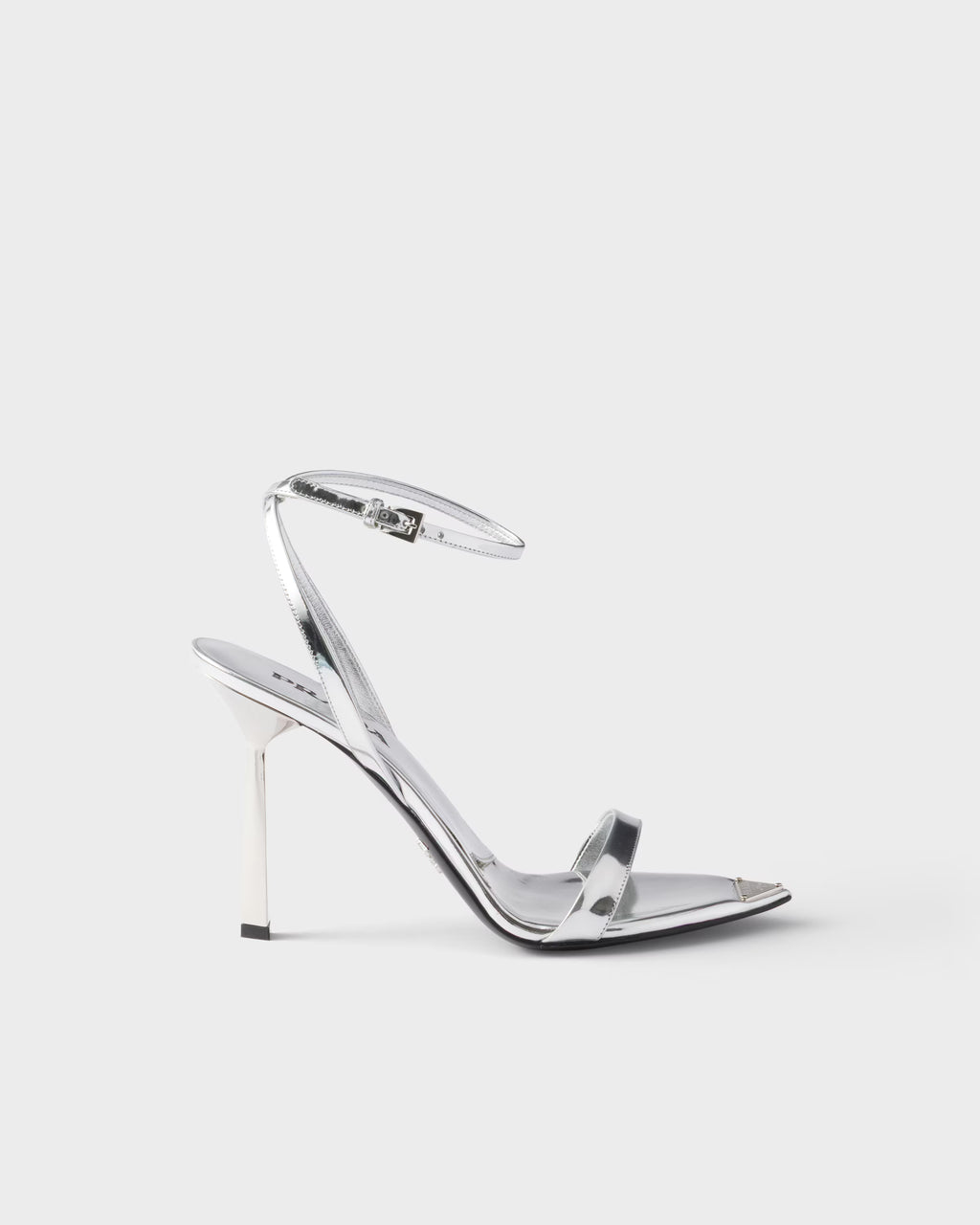 Metallic leather high-heeled sandals